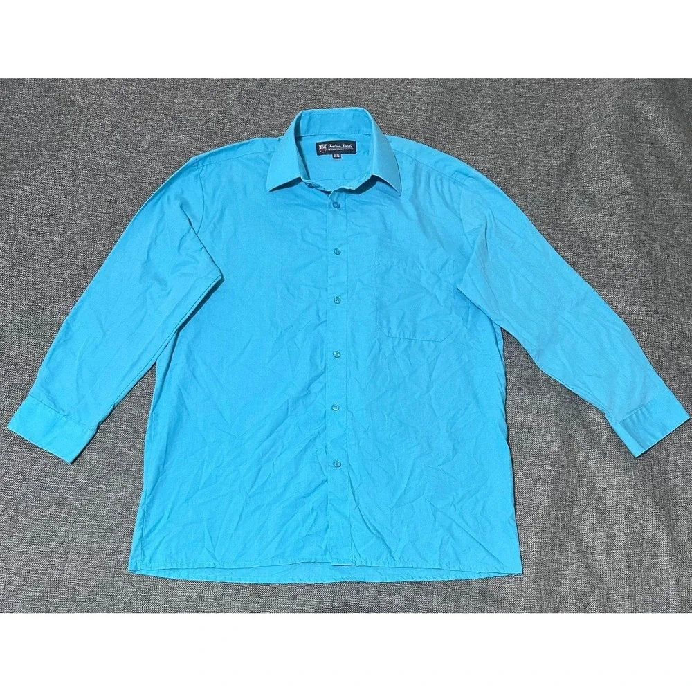 Fortino Landi Men's 16-16 1/2 34-35 Light Blue Long Sleeve Shirt